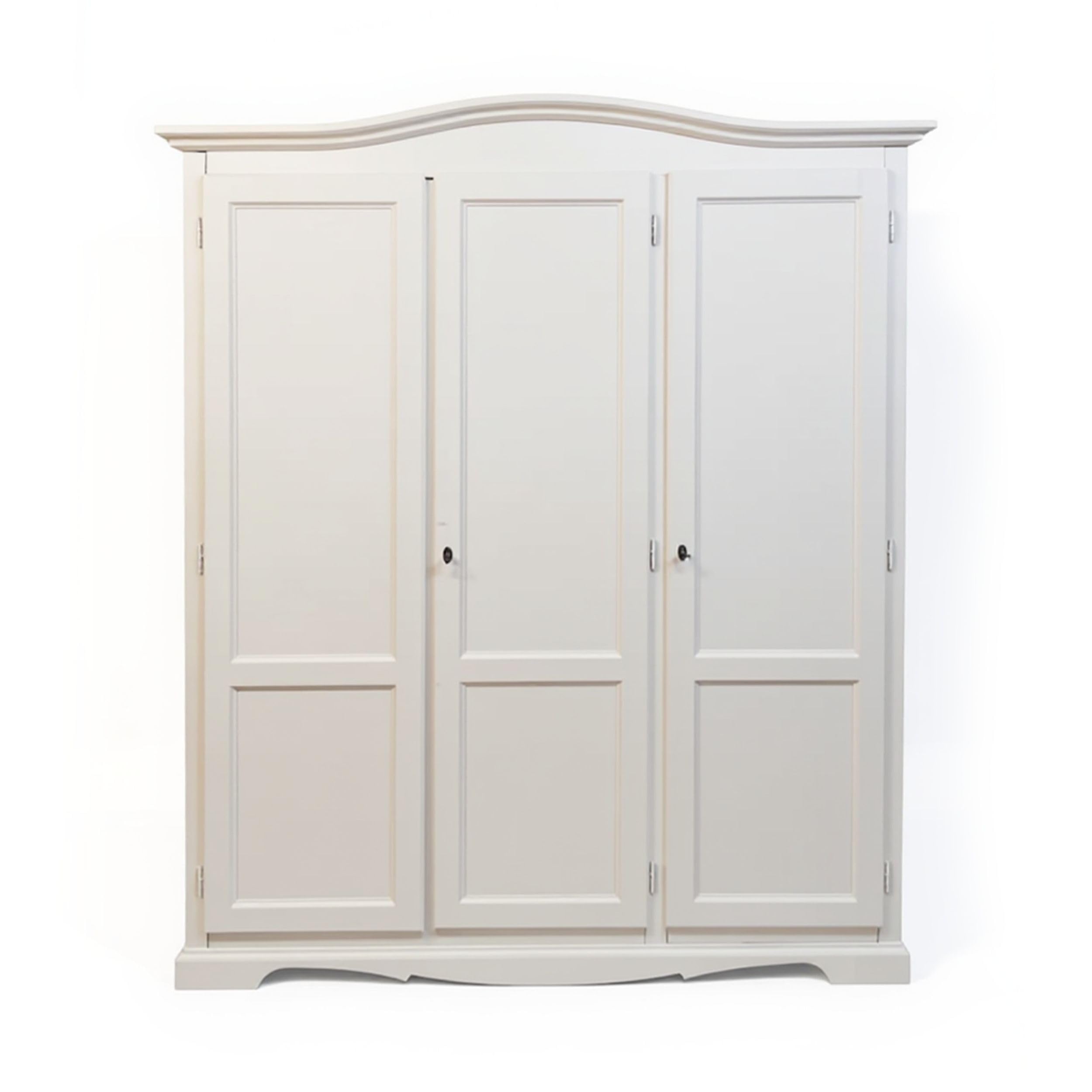 Mar.c.a. Design - Armadio in Legno Massello Arte Povera 158x56x197 cm - 3 Ante con Cappello Gendarme Tondo - Made in Italy