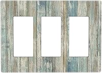 Vista 358 de Placa de pared dúplex de receptáculo de dispositivo de 1 gang de madera envejecida blanca gris con veta de tablón, cubierta de enchufe eléctrico