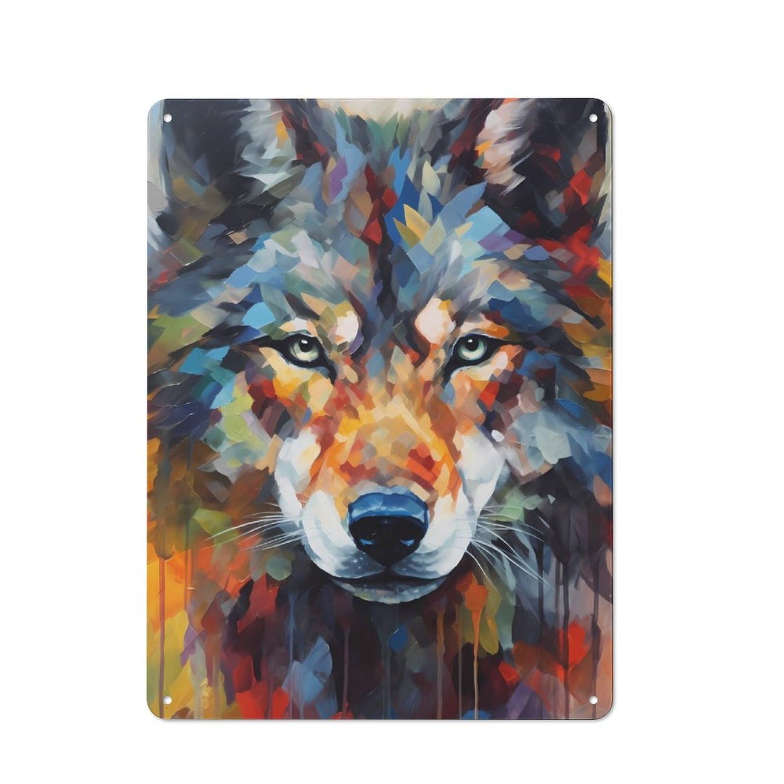 Wolf Paintings Tin Sign 40x30cm for Workshop Wall, Rustic Wall Decor, Suited to Workshop Decor Fans