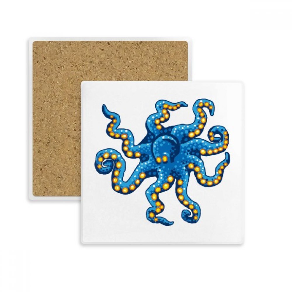 Coaster bleu octopus marine life sous-verre absorbant en pierre pour verre et tasse