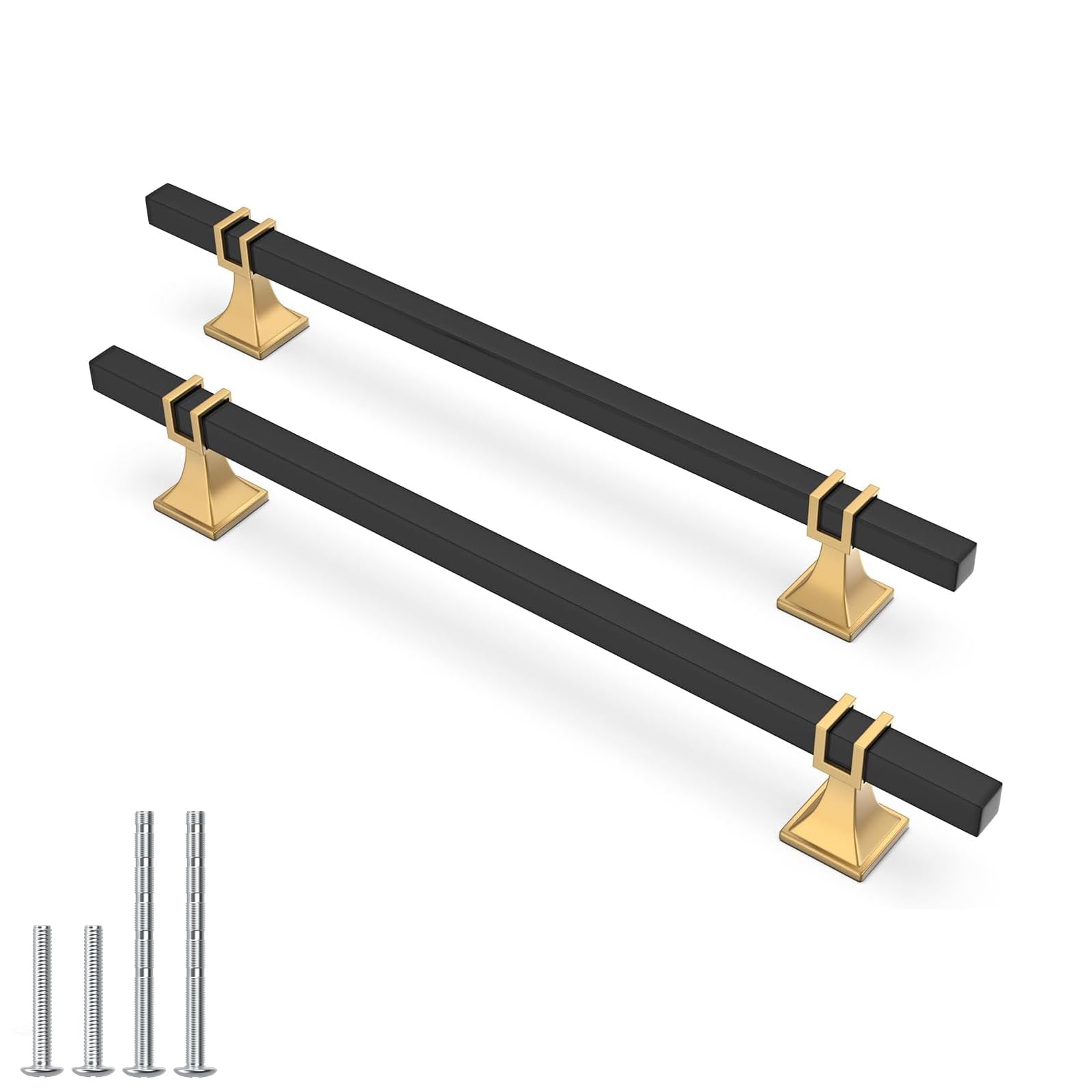 Photo 1 of Lepatape 10 Pack 7-1/2 inch(192mm) Black and Gold Cabinet Pulls Kitchen Cabinet Handles, Black and Gold Cabinet Handles Square Dresser Drawer Pulls Black Kitchen Cabinet Hardware