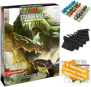 Dungeons and Dragons Starter Set 5th Edition - DND Starter Kit - Dice in Black Bag - Fun DND Rolling Board Games for Adults - New Adult Magic Board Game 5e Beginner Popular Pack Die Book