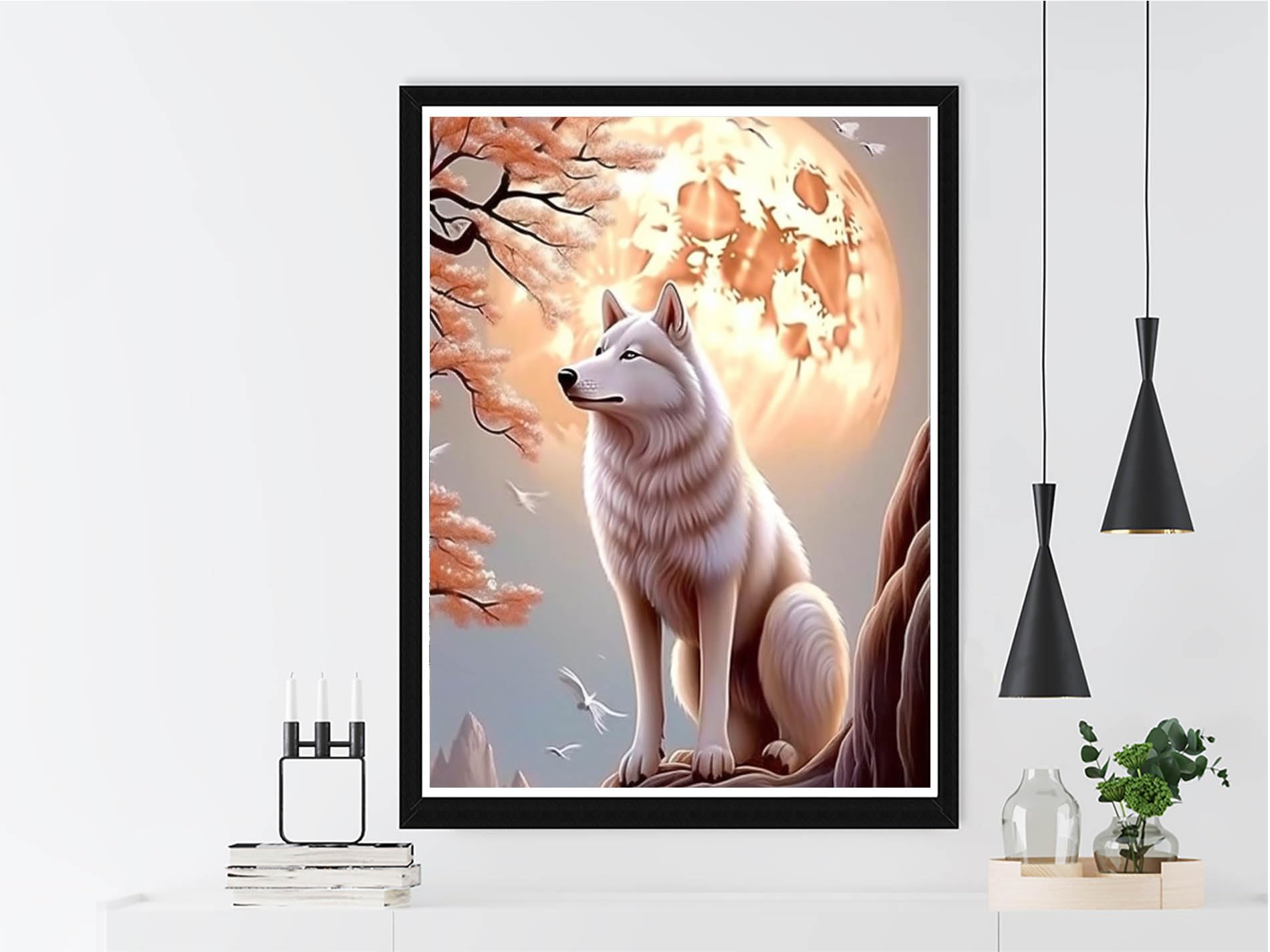 Kit Peinture Diamant 5D Loup - Toile 30x40 Cm, Strass Brillants, Activité DIY Adulte