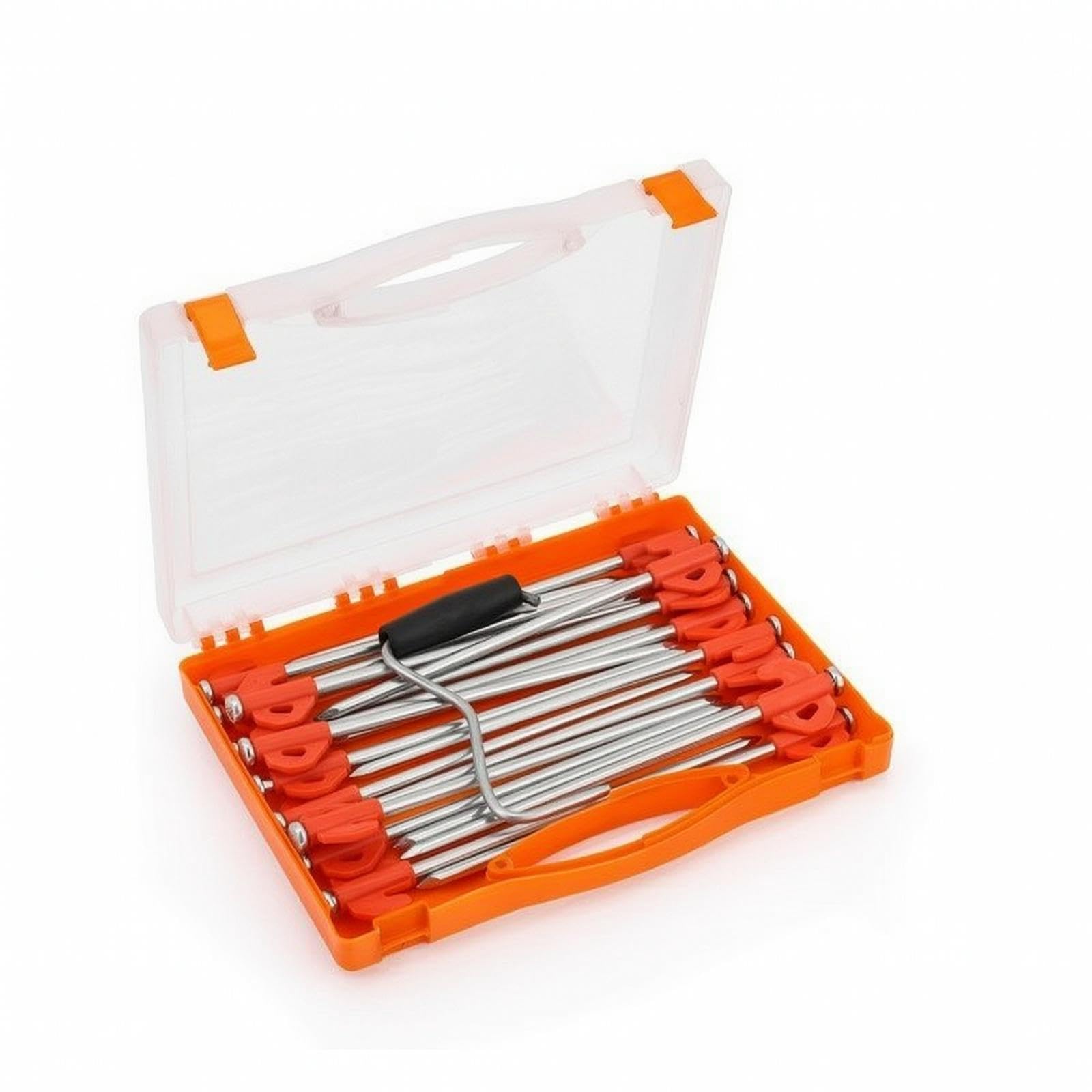20 Pieces Tent Stake Kit with Case Flat Head Steel Tent Stakes with Puller Strong Ground Anchors for Campers, Backpackers, Camping, Beach, Backyard-image-40