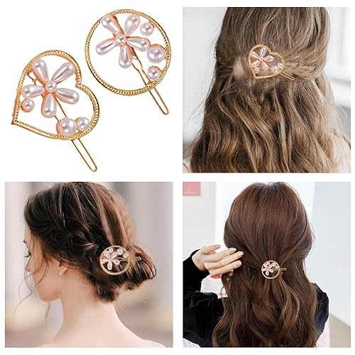 Miniatura 6 de 2 pinzas para el cabello con forma de corazón, pasadores huecos para el cabello para mujeres y niñas, cabello grueso y fino, bodas, fiestas