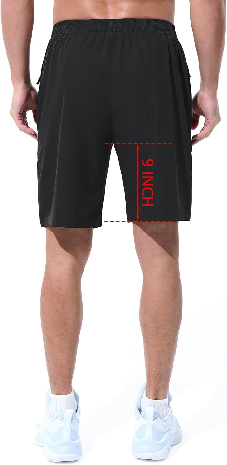 Mens Athletic Shorts Running Shorts Quick Dry Workout Shorts 7"/ 9" Lightweight Gym Basketball Shorts Zipper Pockets - Image 4