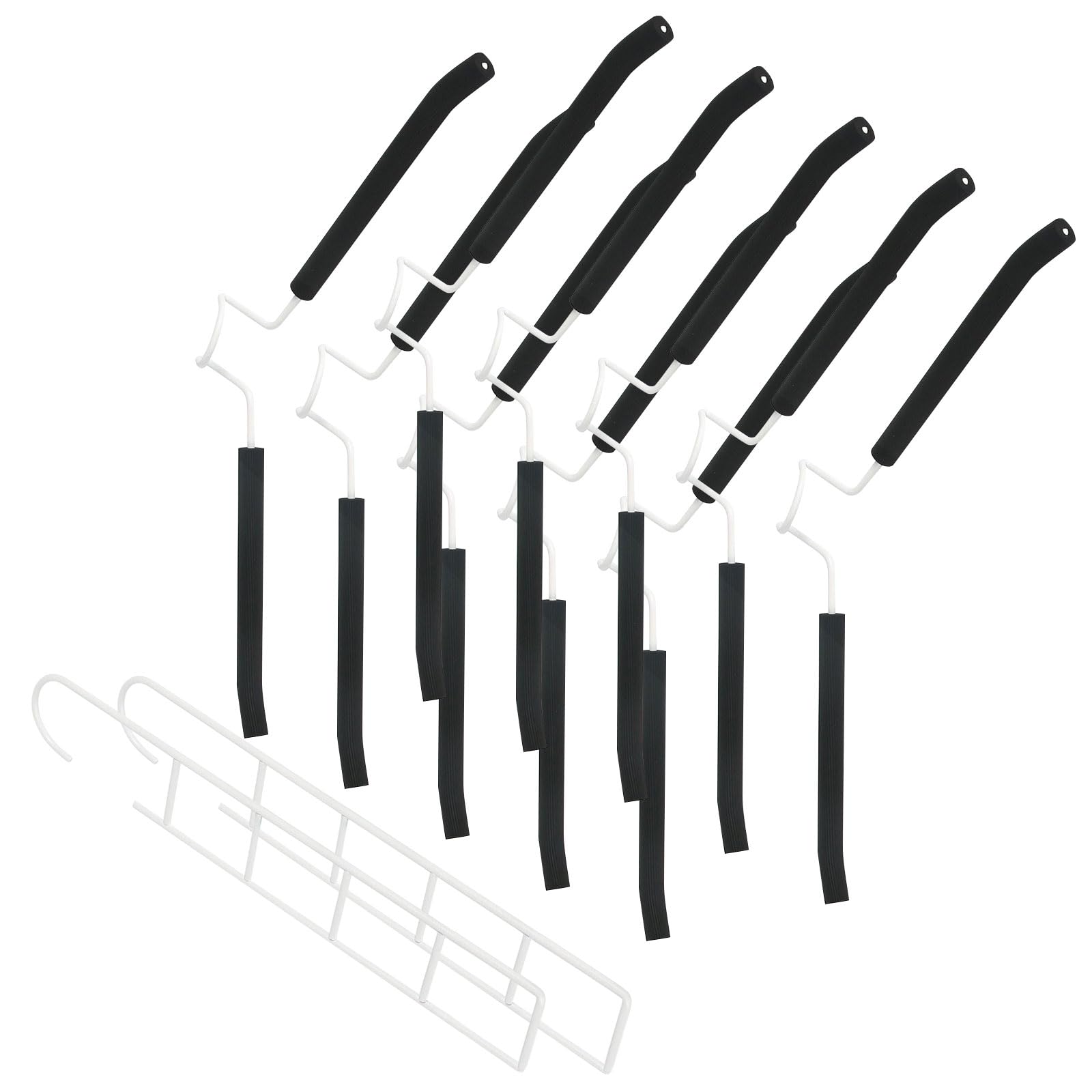 Of 2 Space Saving 5 Layer Clothes Hangers with EVA Foam Pads for Organized Wardrobe Storage Black White Clothes Hanger