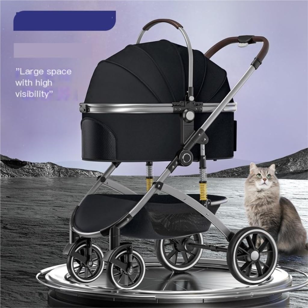Pet Strollers Outdoor Multi-pet Stroller Dog Foldable Stroller Dog Four-Wheel Travel Travel Cart Lightweight Stroller Pet Stroller Medium(G)