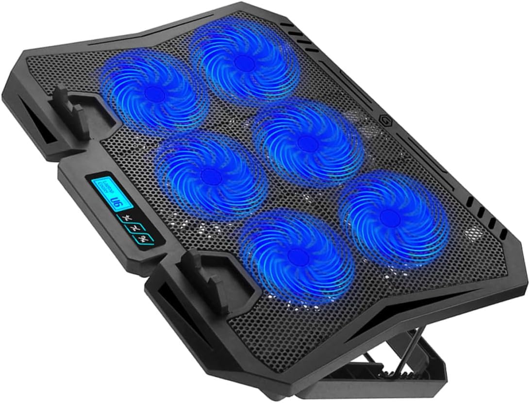 Cabilock Laptop Cooling Stand 15.6-inch Quiet Cooling Pad with Adjustable Fans and Blue LED for Gaming and Office Use
