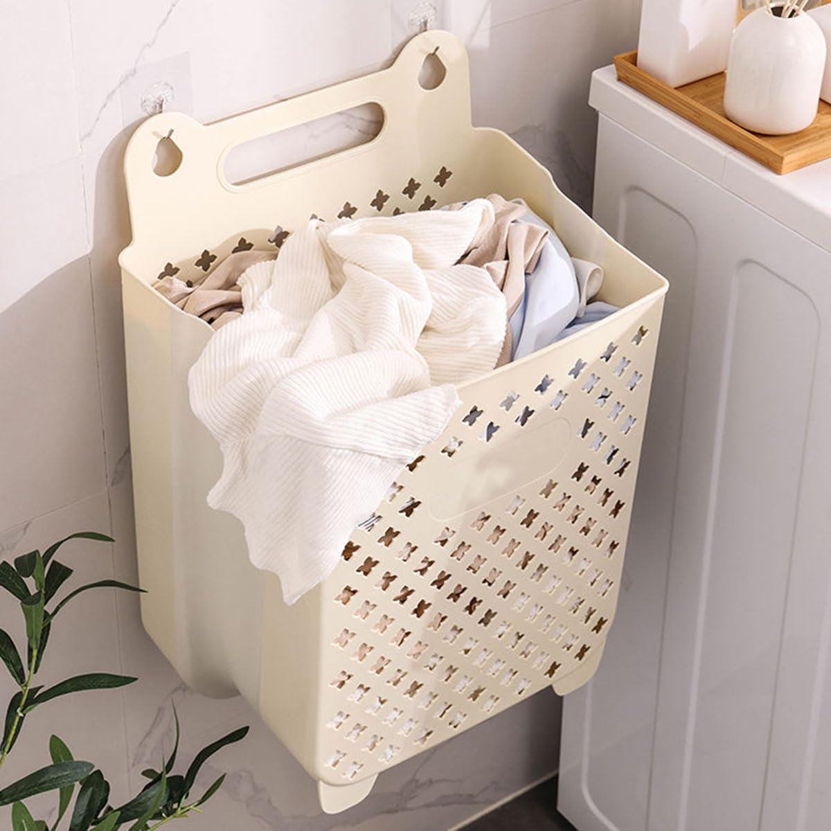 Cesto 31 Litri Salvaspazio Cesto Portabiancheria SAMMART 31L - Pieghevole Con 3 Manici, Rosso Secchio Pieghevole - Foto 4