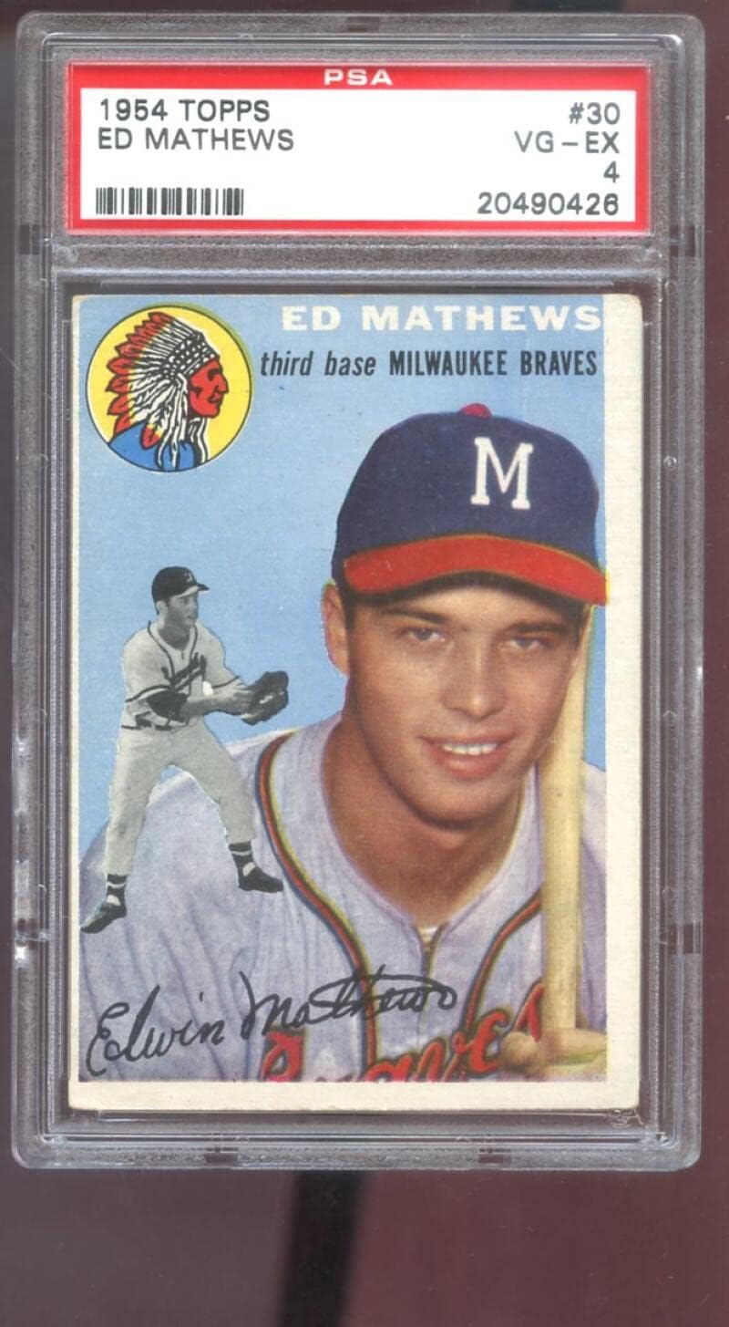 1954 Topps #30 Ed Mathews Eddie Mathews PSA 4 Graded Baseball Card MLB Braves
