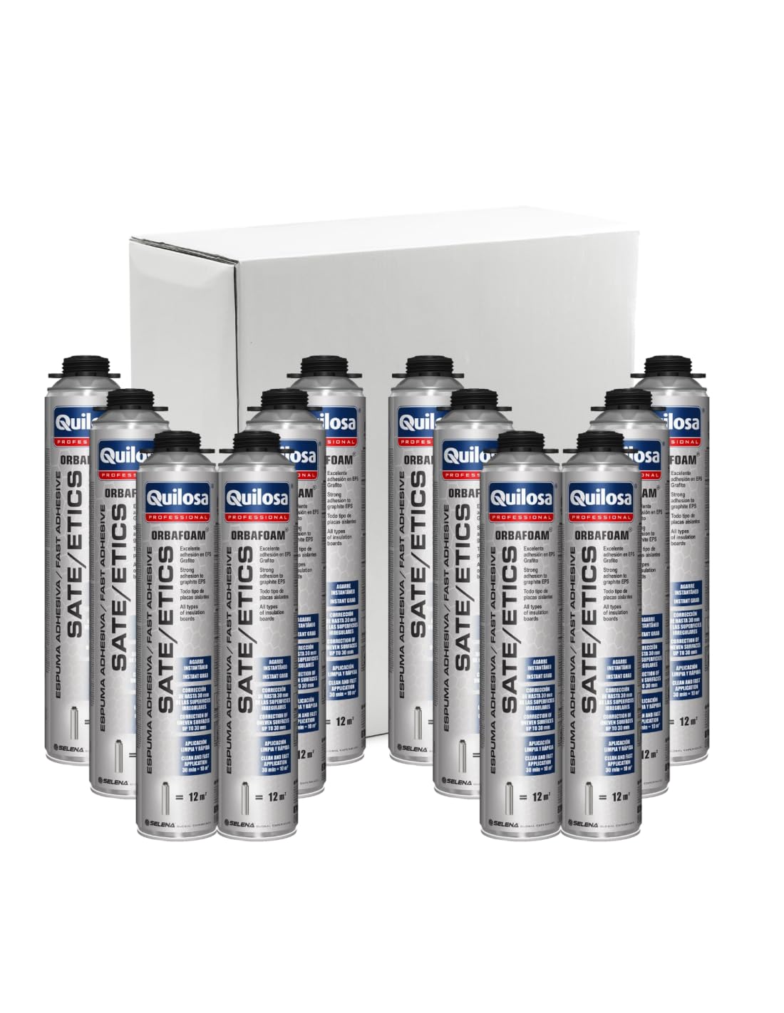 Caja 12 Uds. Espuma Adhesiva Rápida Sate Pistola 870 Ml