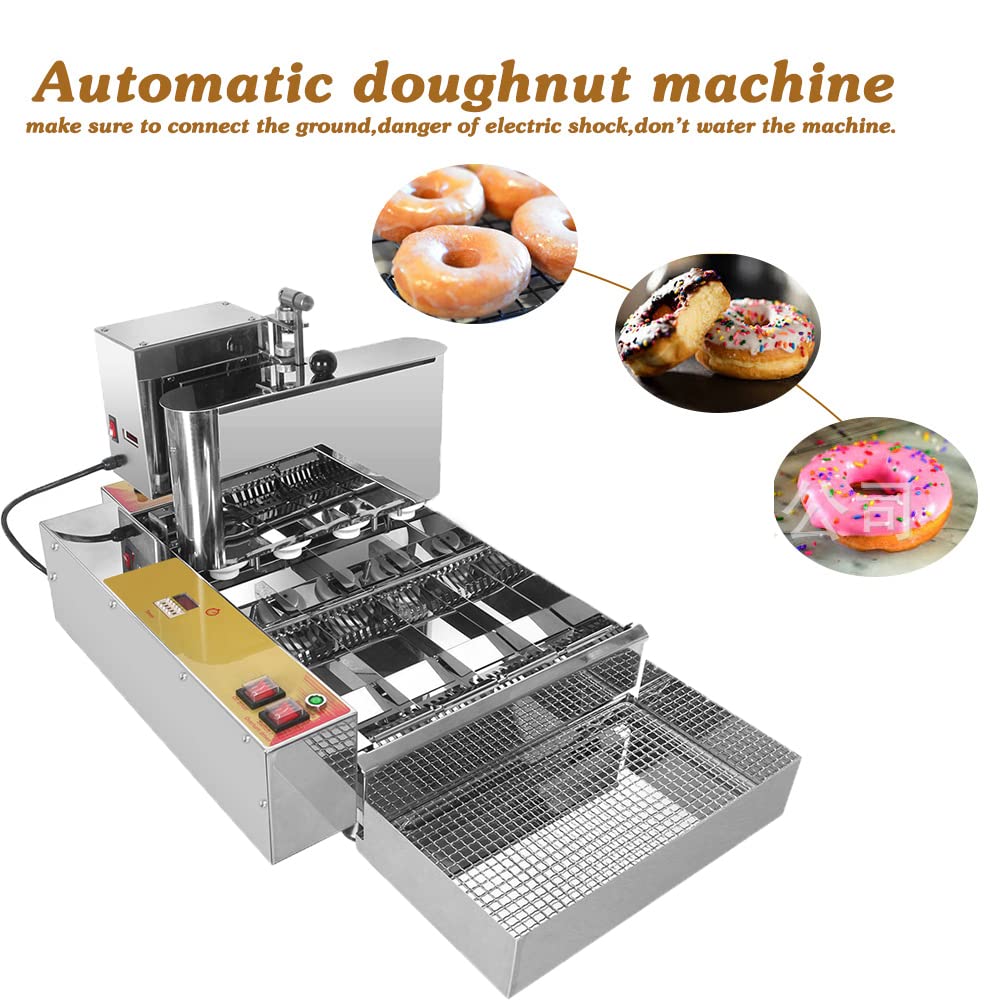 Máquina para Hacer donas Completamente automática, 2800 W, Comercial, 4 Filas, máquina automática para Hacer donas con tolva de 5,5 l, Espesor Ajustable, freidora automática de donas, Panel de