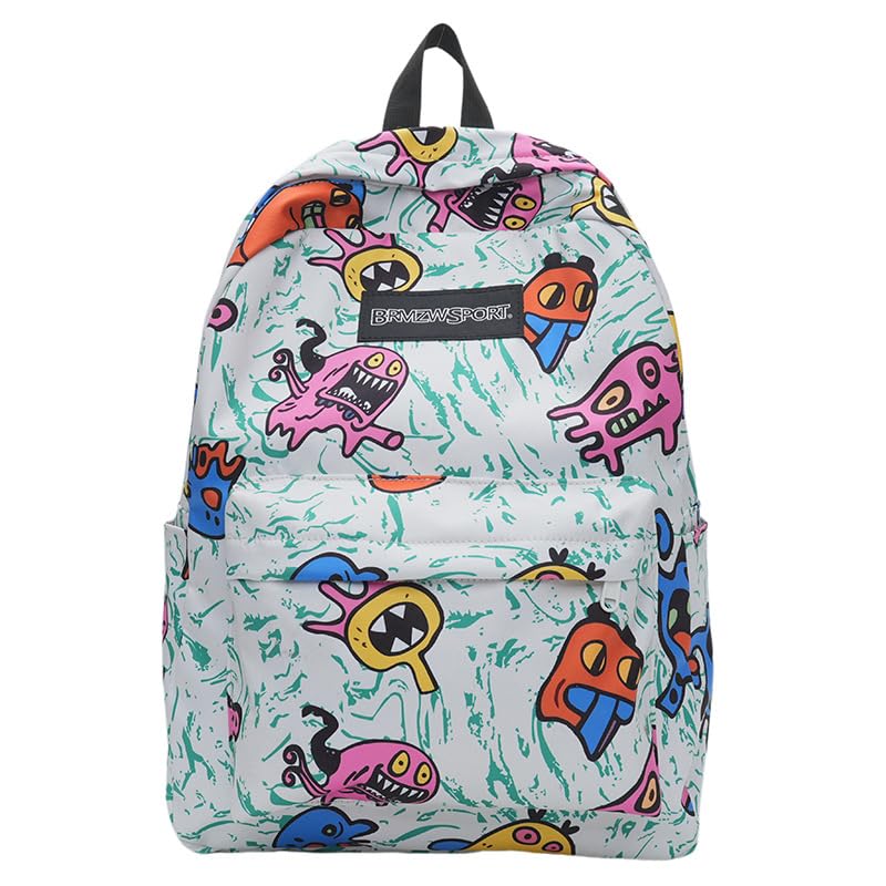 Mochilas de desenho animado modernas e modernas para homens e mulheres, grande capacidade, vários compartimentos, casual e simples, Verde, Large, Mochila de desenho animado moderna e moderna