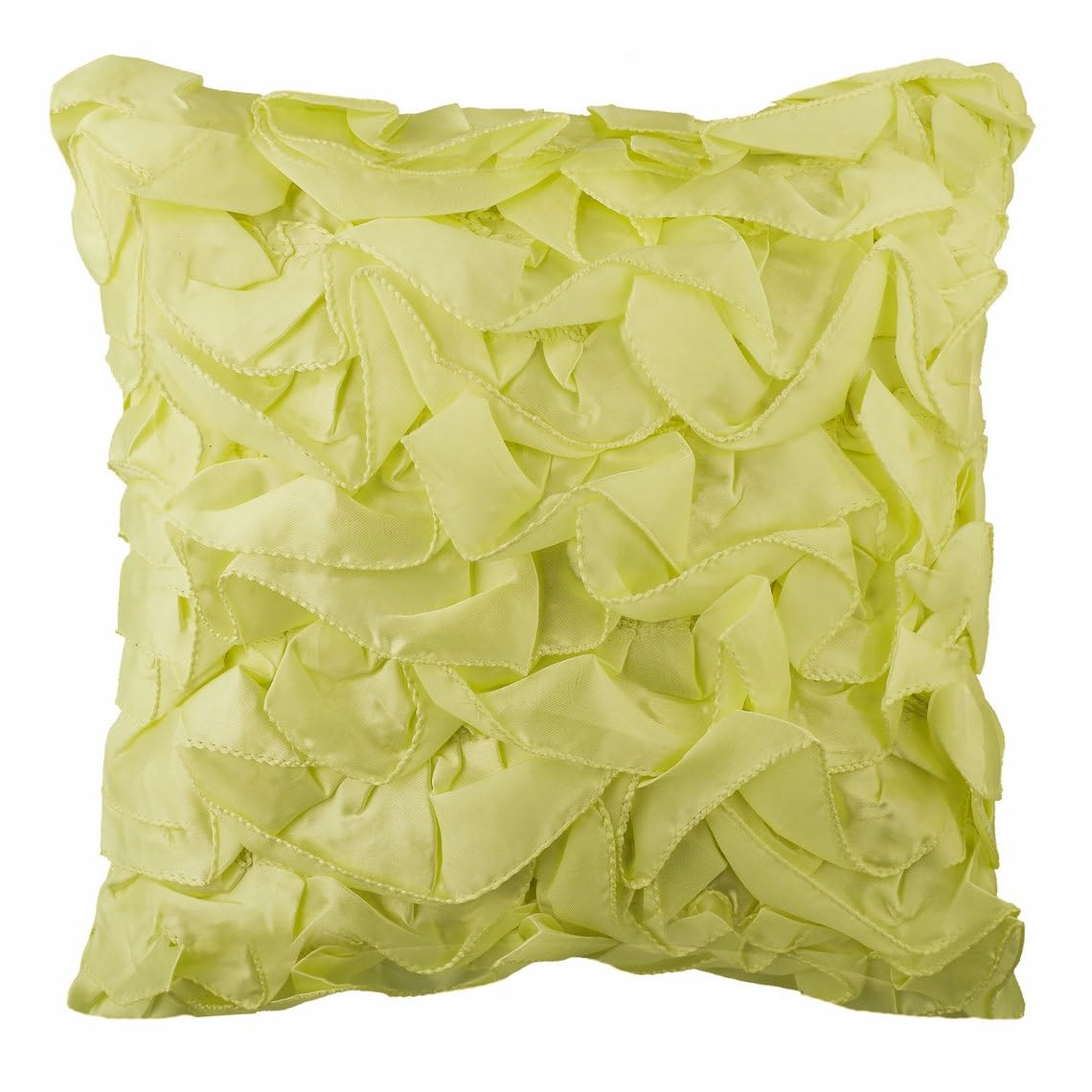 The HomeCentric Light Yellow Cushion Cover, Vintage Style Ruffles Shabby Chic Decorative Cushion Cover, Pack of 2, 35x35 cm (14"x14") Satin Cushioncase, Solid Contemporary - Vintage Lemons โ image 1
