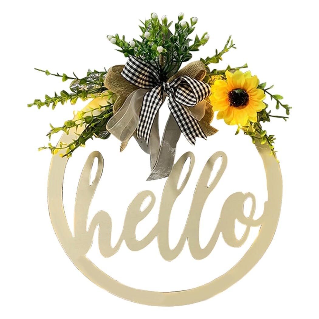 Welcome Hello kwiatowy okrągły znak – dekoracyjna drewniana dekoracja drzwi wejściowych do domu, elegancji