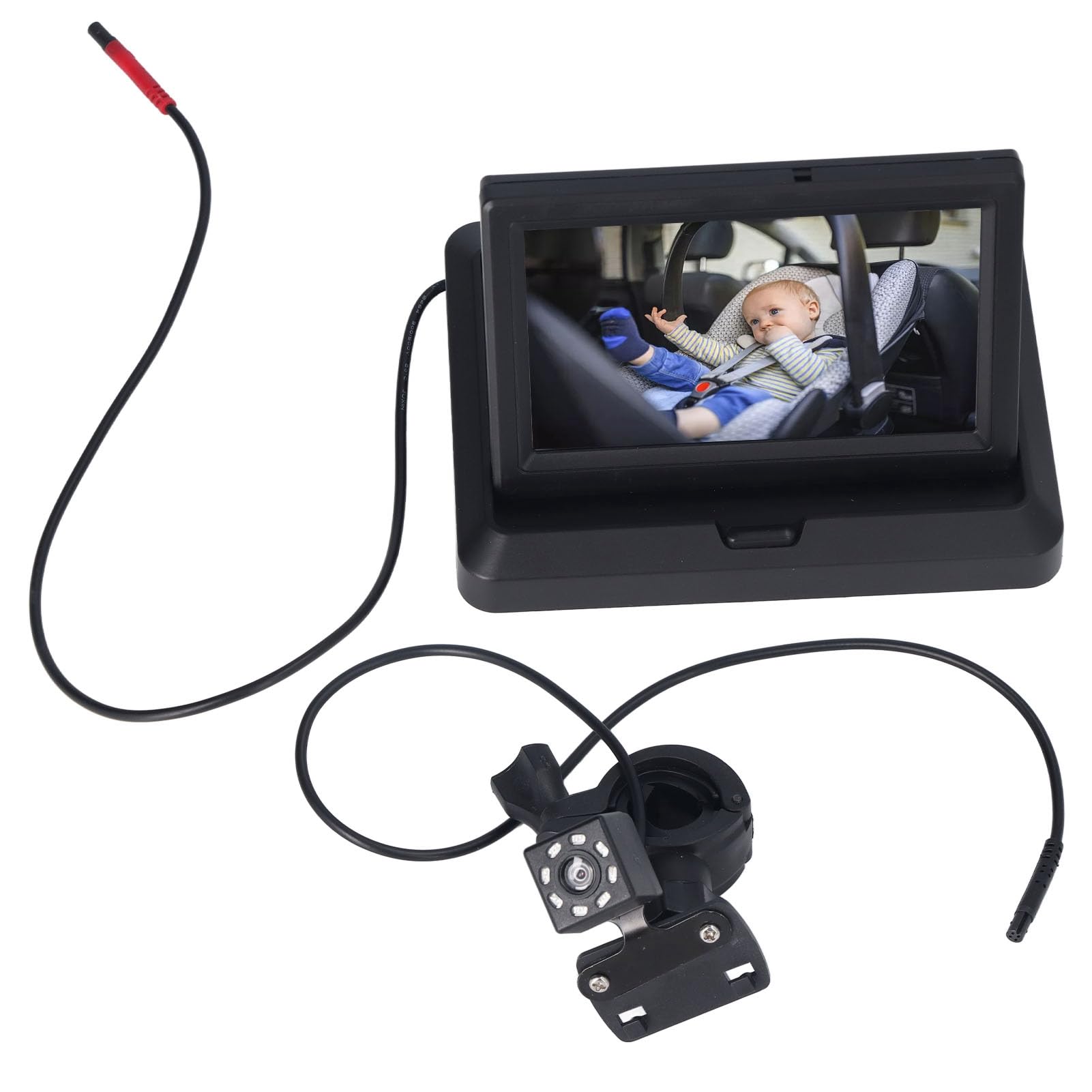 Caméra Voiture Bébé Réglable Clair Lumière Grand Angle Arrière Caméra de Siège pour Bébé Sécurité Clarté Angle Stable Matière Plastique Installation Facile Vision Nocturne (5,0 Pouces)