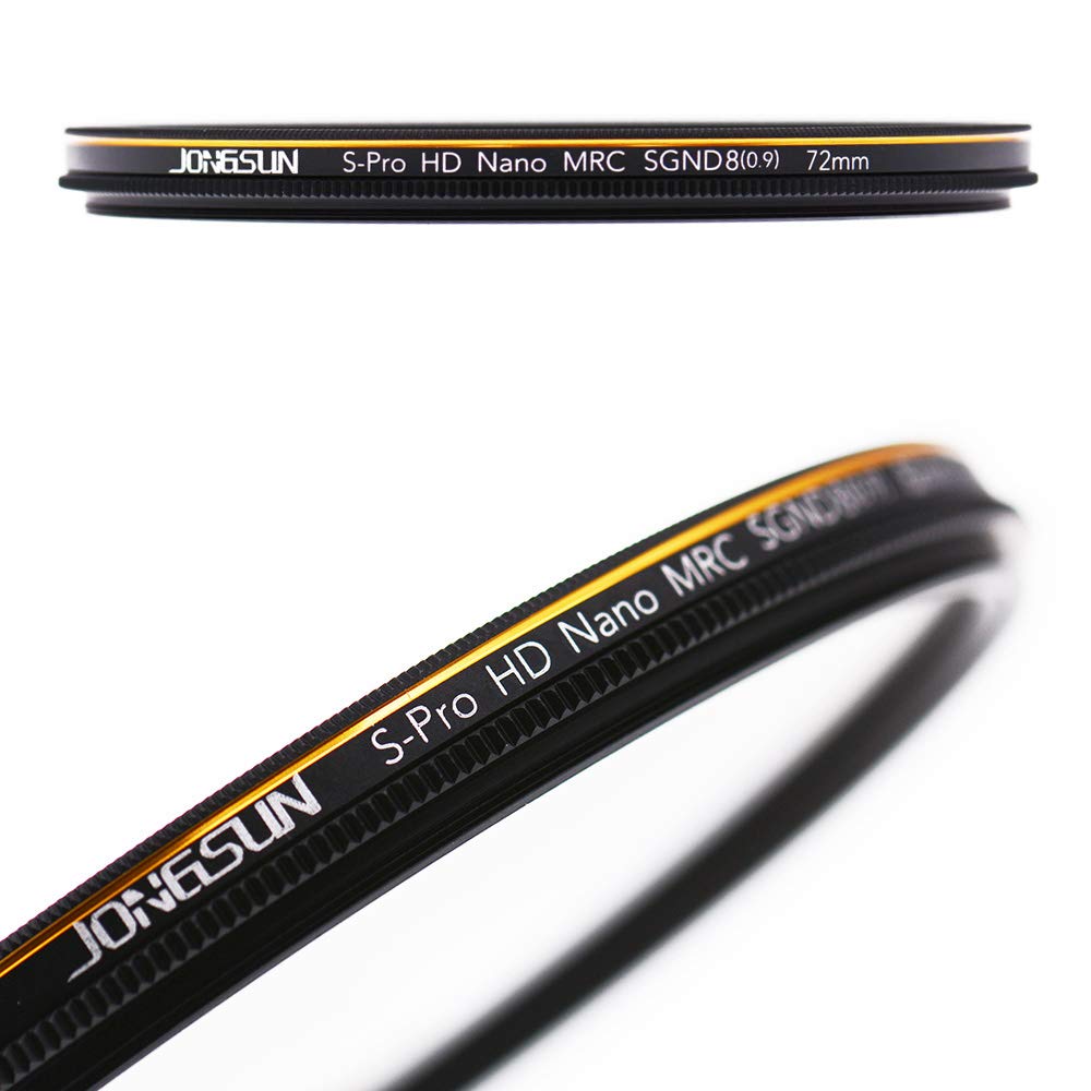 JONGSUN ND Filter 72mm, Filtro Densidad Neutra Gris Graduado, Multi-revestido 18-Capas, Vidrio óptico Schott B270, CSGND8 (0,9) 3-Stop