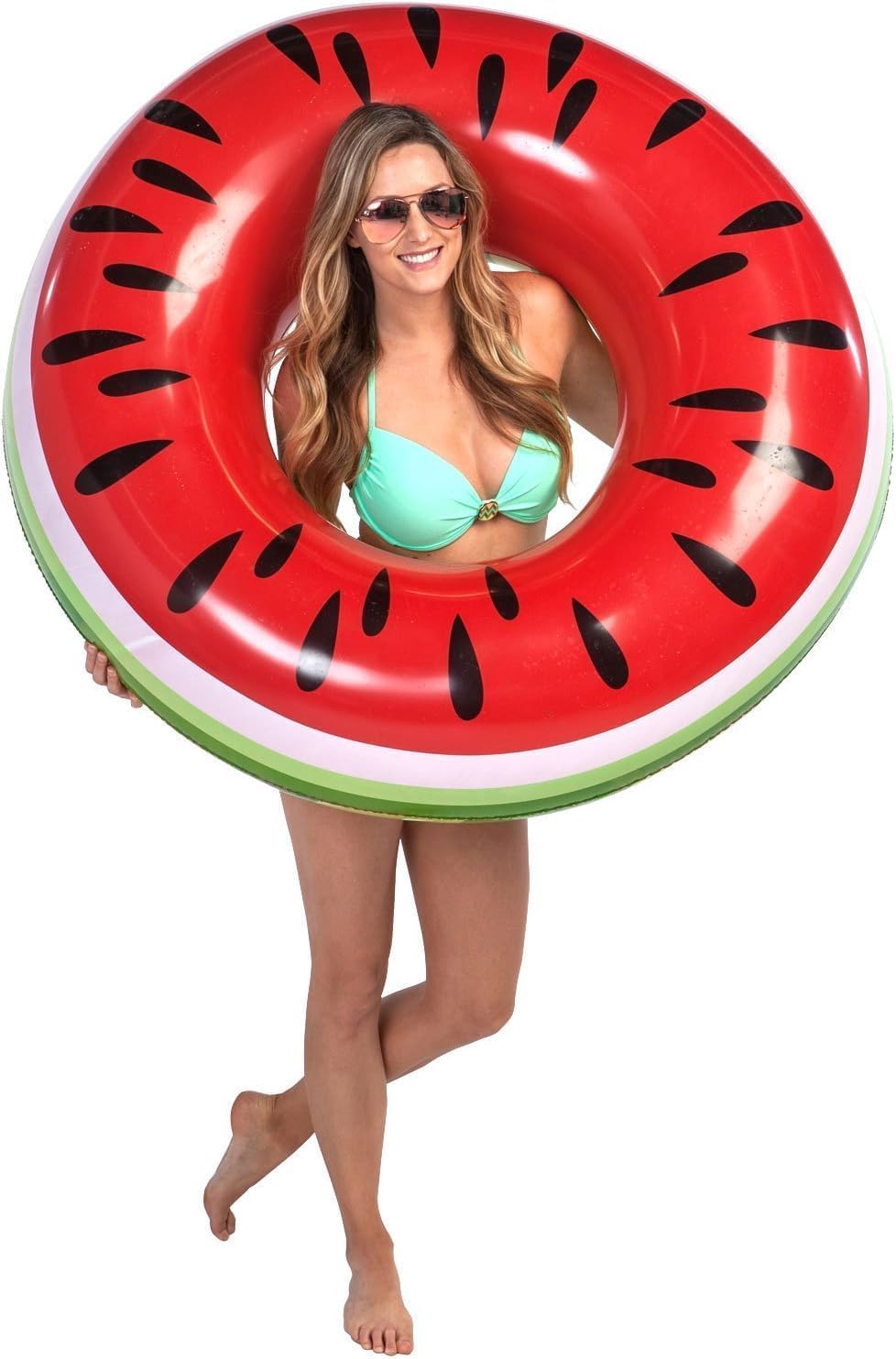LESLEE Swimming Pool Tube for Adults Big Size Cool Watermelon Shaped Men Swimming Ring Adult Inflatable Pool Float Tube Circle Summer Water Toys Air Mattress. 80cm (Watermelon)-image-12