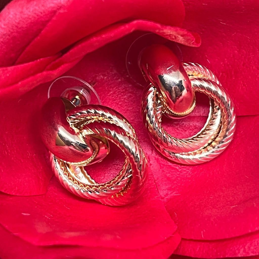 Zyrena Gold Tone Dangle Earrings for Women, Knot Drop Huggie Earrings Trendy Jewelry Gifts. - Image 6