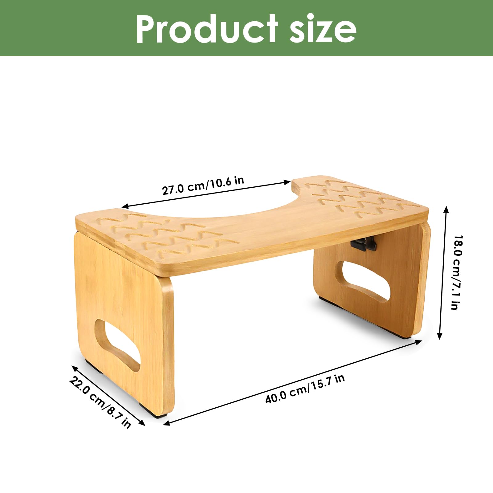 Sgabello WC in bambù, sgabello da 8,5 pollici, per adulti, ergonomico, per adulti e bambini, in legno originale