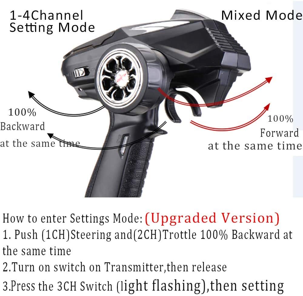 Trasmettitore RC X6 2,4 Ghz 6 canali con X6FG Giroscopio ricevitore Allarme di bassa potenza e protezioni fuori controllo Telecomando per auto/barca/serbatoio Modalità mista Telecomando