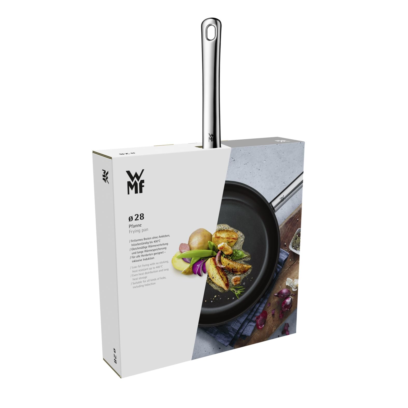 WMF Devil Bratpfanne 28 cm, Pfanne Induktion Antihaftbeschichtung, Keramikpfanne, Edelstahlgriff, Induktionspfanne für alle Herdarten geeignet, Pfanne Keramikbeschichtung, backofenfest