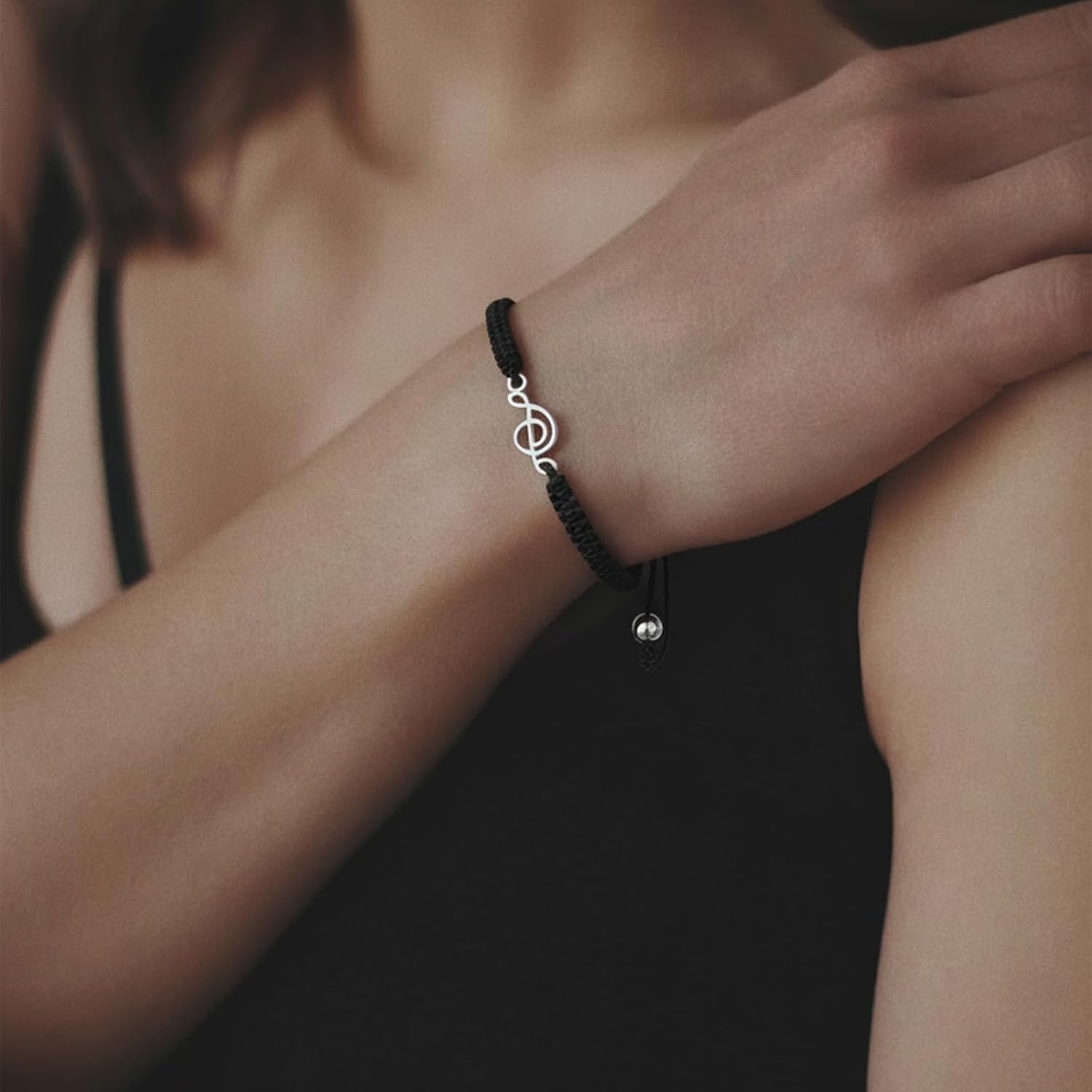 Telooco Music Bracelet Black Music Note Bracelet Musical Enthusiast Gift Musician Jewelry, Male and Female Youth Musical Accessories Birthday Gift