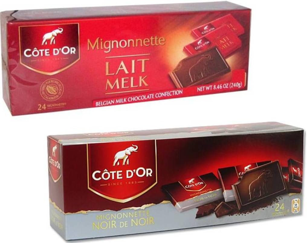 Belgian Chocolate Mignonnette 2 Flavor Variety Bundle: (1) Extra Dark Chocolate, and (1) Milk Chocolate, 8.46 Ounces