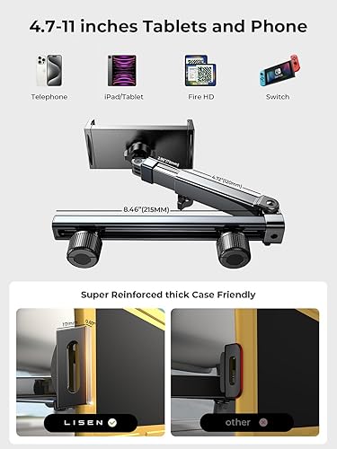 Miniatura 8 de LISEN Soporte para tablet para reposacabezas de automóvil para viajes por carretera, esencial para niños, soporte para iPad para soporte de