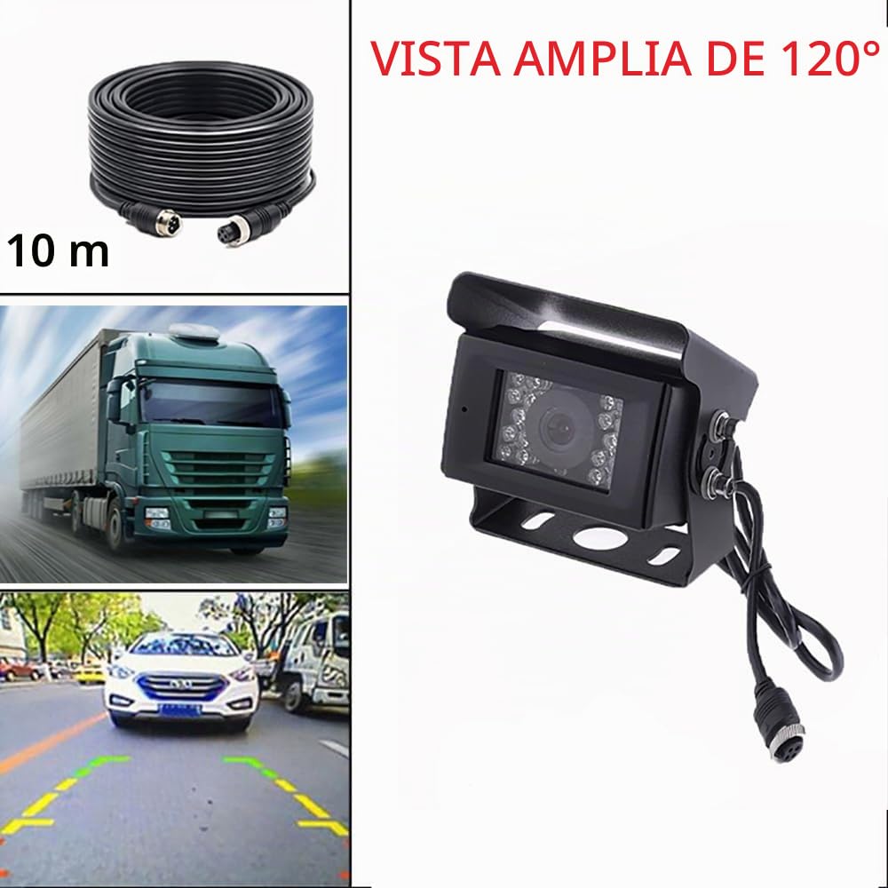 Camecho 12 V-24 V 4 Pins 18 LED IR Visión Nocturna Impermeable AHD Cámara De Visión Trasera + 10 m cable de 4 pines para coche/Bus/Camión/remolques/caravana/autocaravana/Heavy Reverse