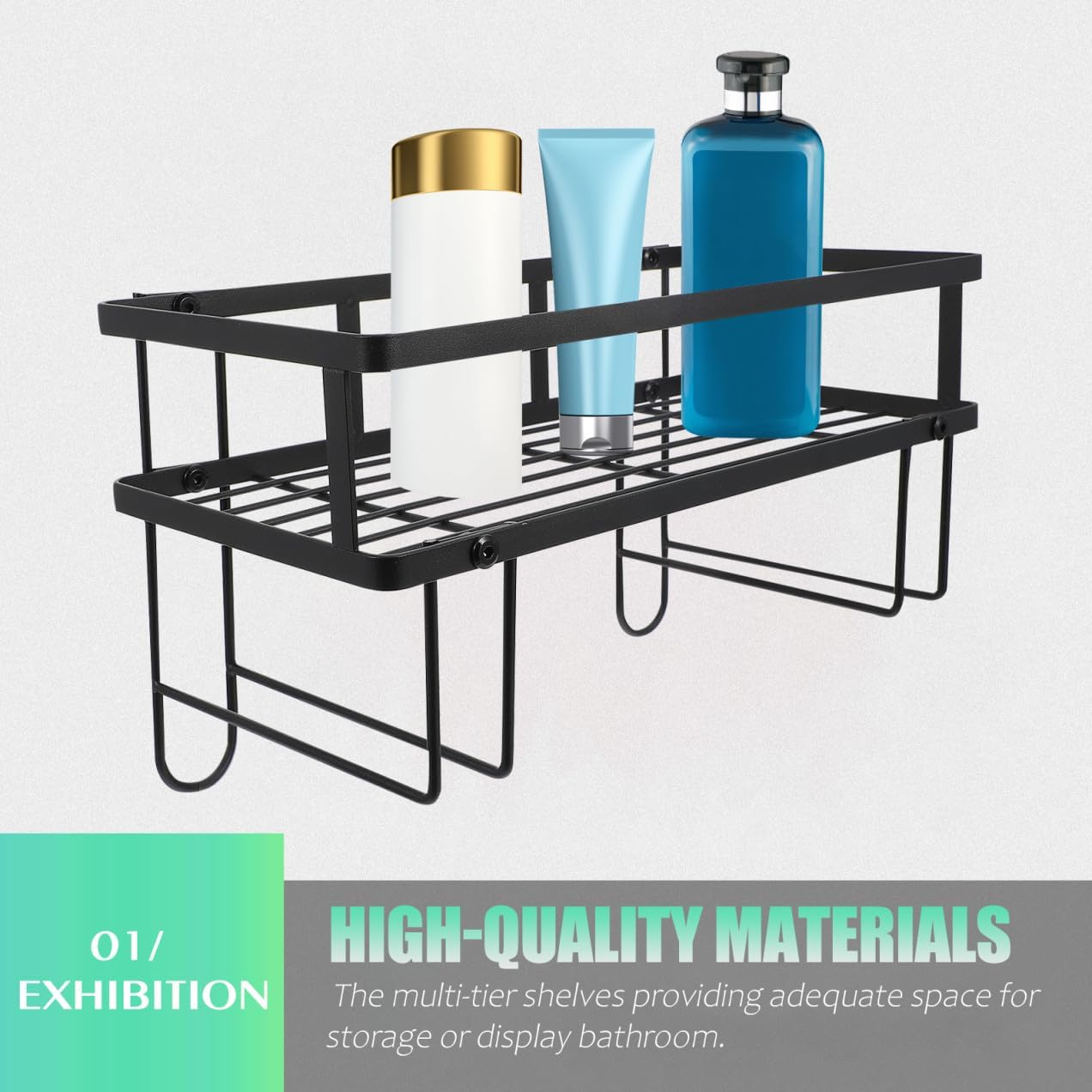 Single-Layer Toilet Rack Storage Tiers Bathroom Shelf Over for Toilet Shelves Carbon Steel Black