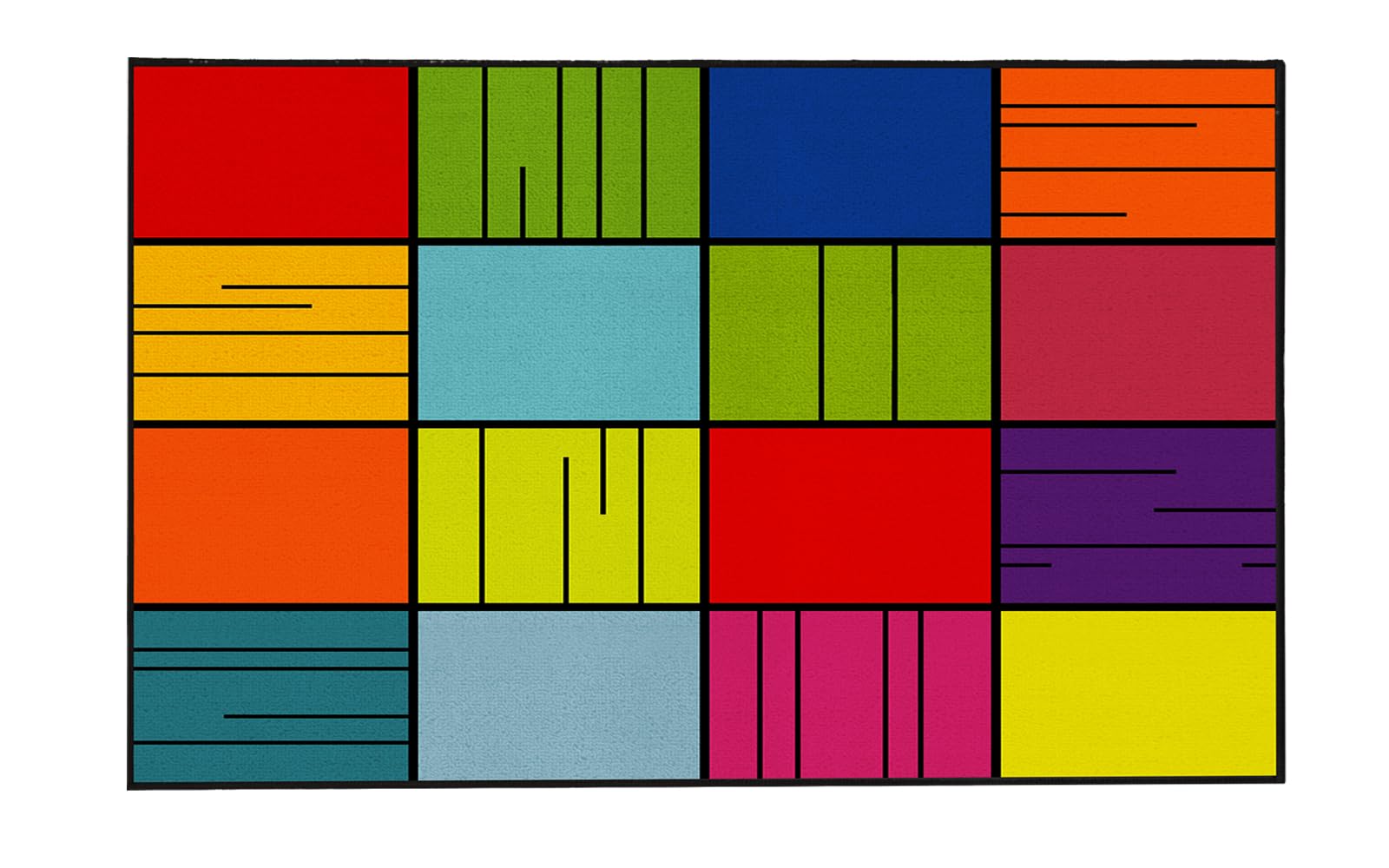CorStripedSqu16S - Tappeto per aula per bambini, grande, 2,7 x 1,7 cm, per aule dei bambini, elementare, a righe