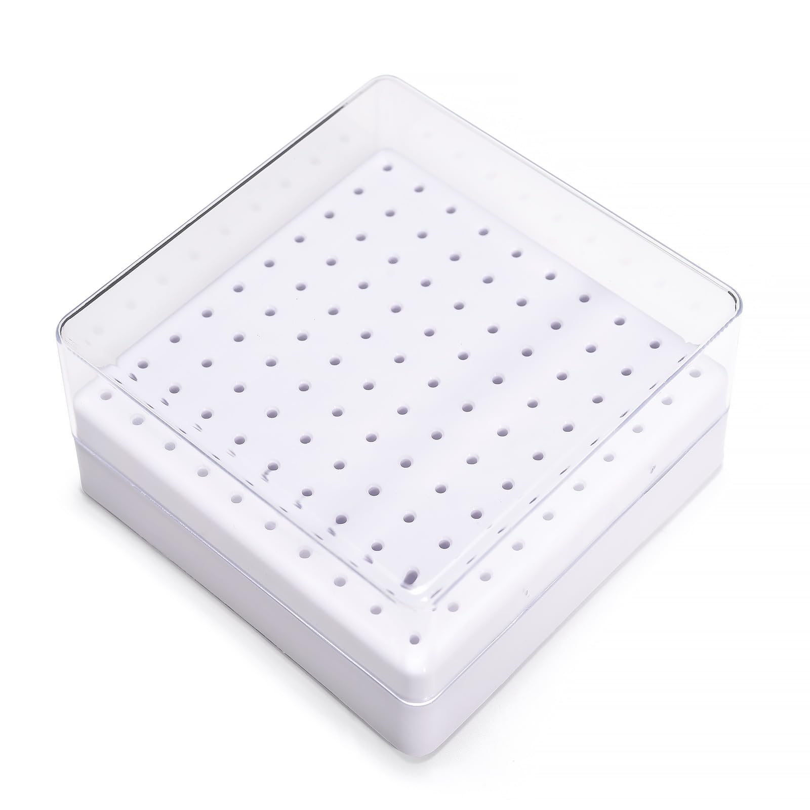 Nail Drill Bits Holder 100 Holes Portable Storage Box for Nail Drill bits Storage Dustproof Stand Displayer Organizer Case Large Space of Container Case (White)