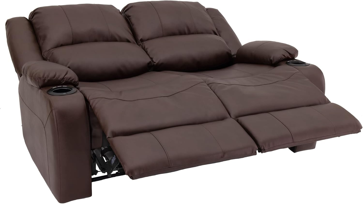 RecPro Charles 58" Powered Double RV Wall Hugger Recliner Sofa RV Loveseat with Upgraded 2023 Fabric (Mahogany)