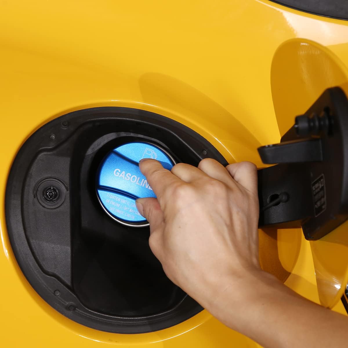 Compatible with Toyota Supra GR A90 A91 MK5 2019-2026 Fuel Tank Cap Trim Cover, Fuel Filler Door Decorate Cover, Gas Cap with Letters (Blue)
