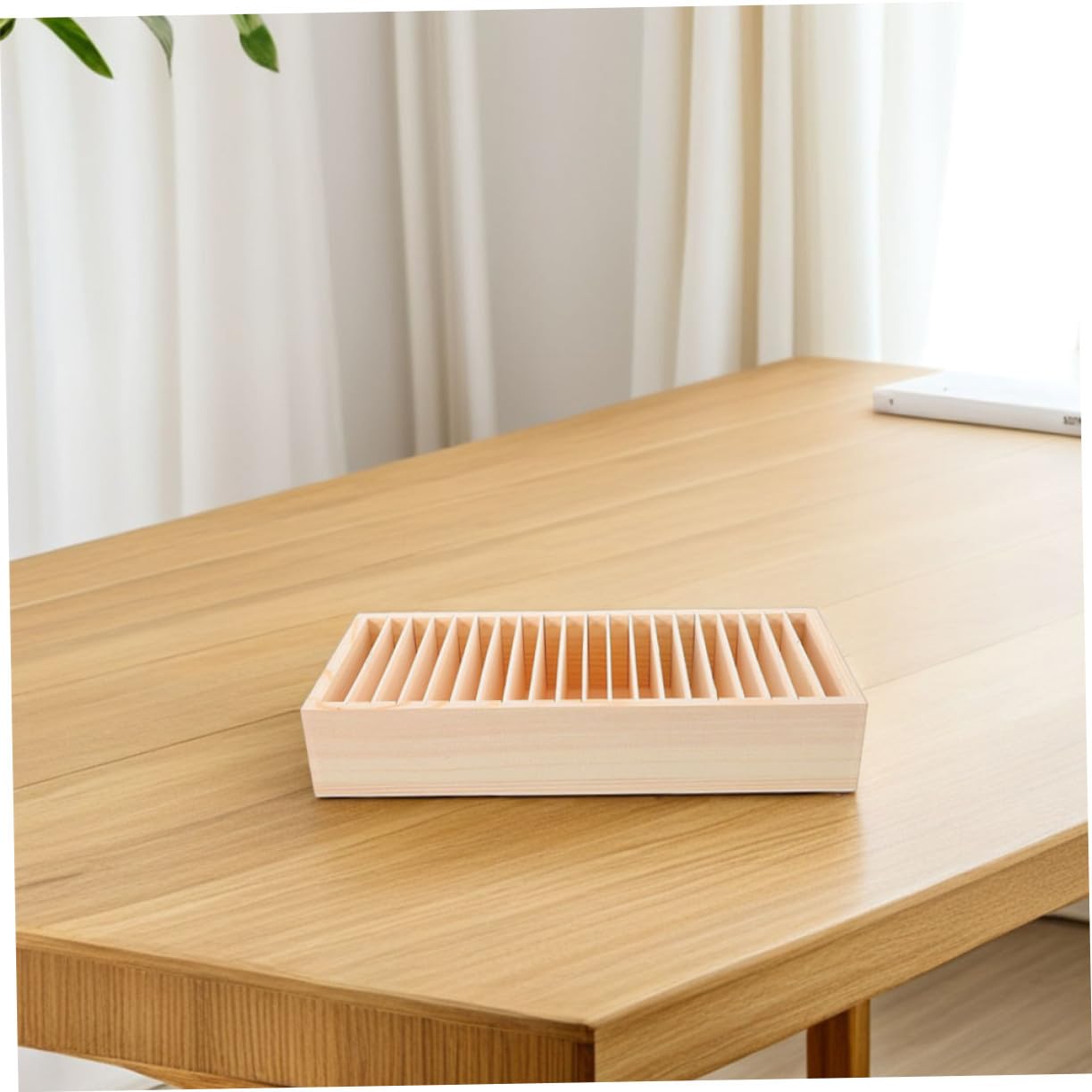 Homoyoyo Holz Karten Organizerbox 2 Stück mit Mehreren Fächern Beige