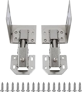 T Tulead 1 Pair Left and Right Drop Down Hinge, 90 Degrees Steel Bridge Type Tip Out Tray Hinges, Sink Tip Out Tray Hinges for Panel Thicknesses of 0.31"-0.71"