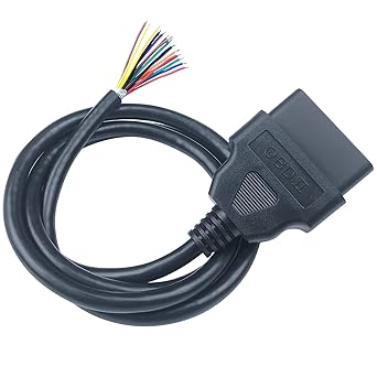 16 Pins J1962 OBD2 OBD-II Male Connector to Open Plug Wire, OBD Diagnostic Extension Cable for DIY, OBD Open Cable Thickened Cable 100cm/3.28ft