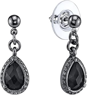 【送料無料】 1928 レディース ピアス・イヤリング アクセサリー 1928 Double Glass Bead Crystal Accent Wire Earrings Black