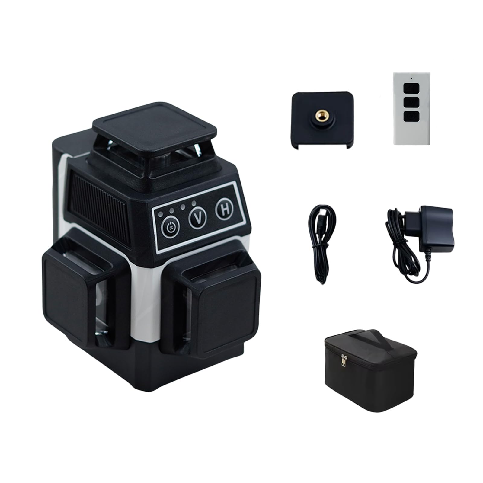 4D Mini Laser Level 16 Lines, Self Levelling Green Beam Cross Line Laser, 360° Horizontal & Vertical Laser Level with Remote Control, Rechargeable Battery and Carry Case for Tiling and Construction