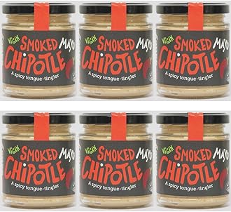 BeSaucy - Smoked Chipotle Mayonnaise, Works Great as a Spread, Dip and Stirred Through Mash or Partnered with Pasta and Pizza Crusts, Produced in the UK & Vegan Friendly, 6 x 180g Glass Jars