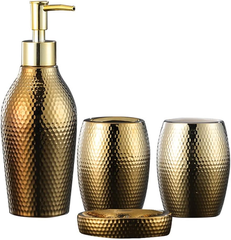 4 Pcs/Lot Nordic Golden Ceramic Wash Set Bathroom Accessories Soap Dispenser Toothbrush Holder Supplies