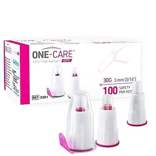 ONE-CARE Puntas de seguridad para bolígrafo, calibre 1.181 x 0.197 in, tecnología de pared ultrafina, puntas de micro bolígrafo para diabetes con