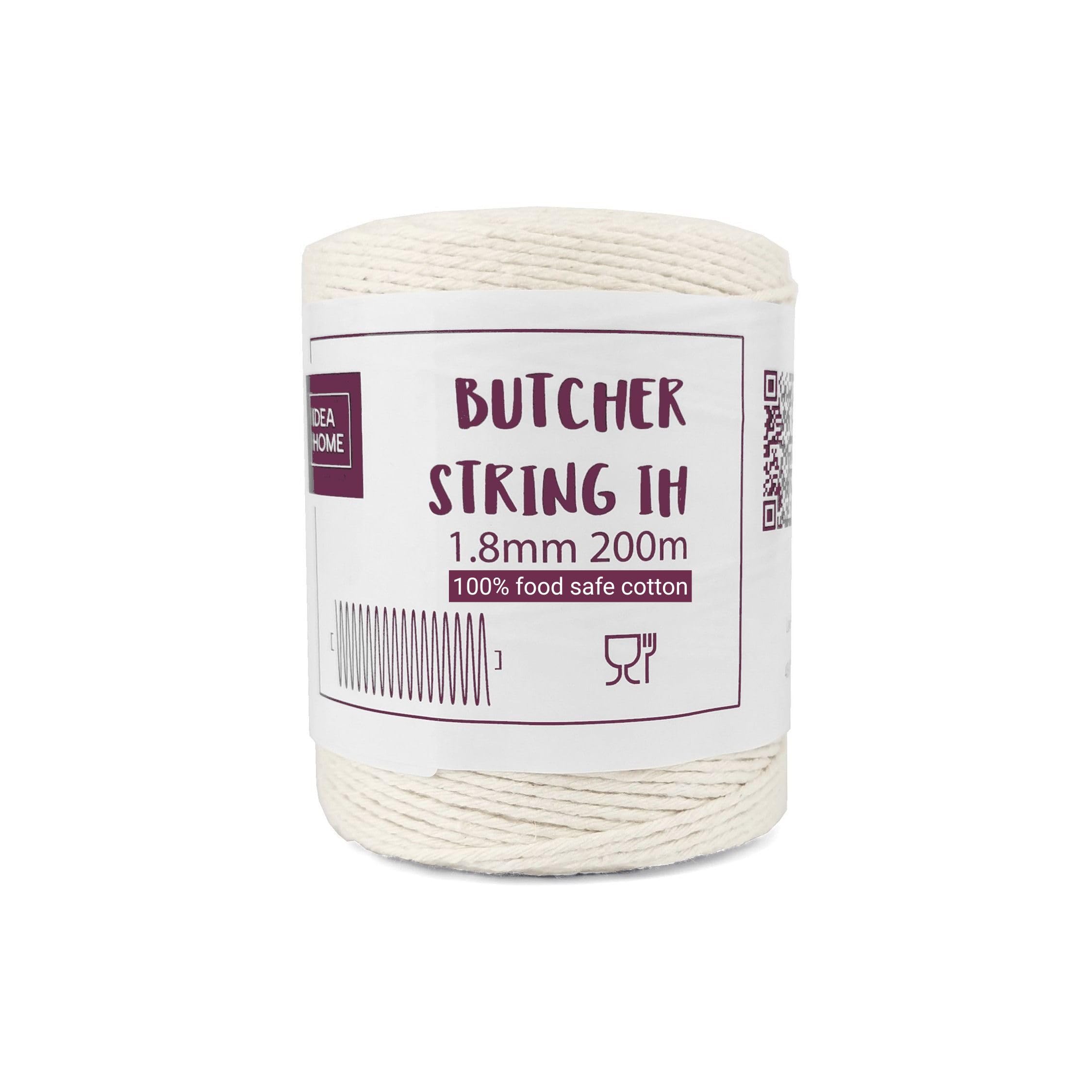 IDEA HOME Butchers String for Cooking Meat 200m - Butchers Twine 1.8mm - Cotton Twine for the Kitchen, Food-Safe, Suitable for Poultry, Sausages, DIY, Handicrafts and Decorating