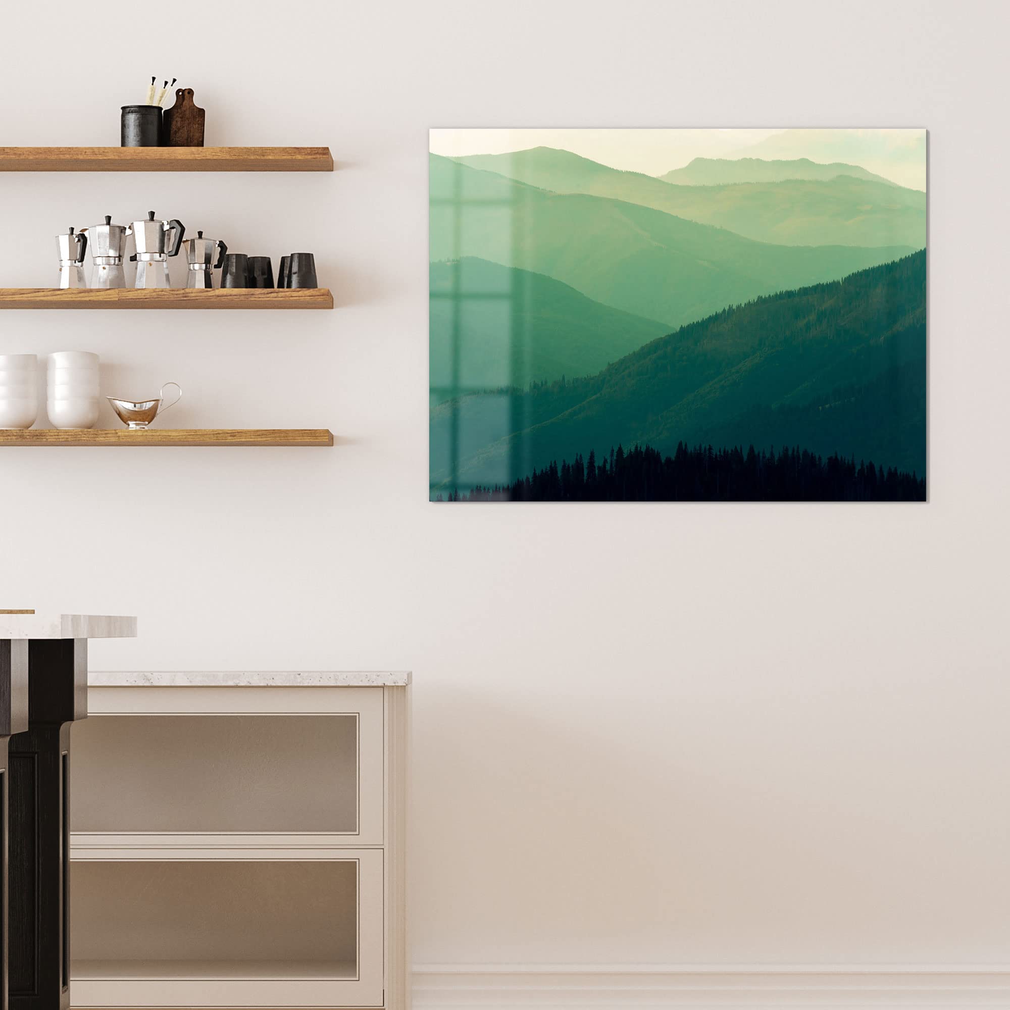 DEQORI Szklana tablica magnetyczna, wymiary 120 x 90 cm, motyw "zaludnione wisze", tablica memo ze szkła, tablica magnetyczna z magnesami, długopisem i chusteczką do kuchni i biura, tablica magnetyczna i do pisania