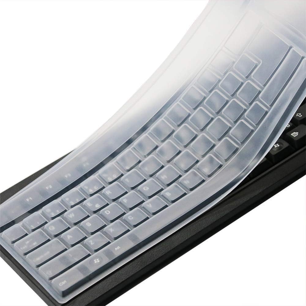 Folox Clear Desktop Computer Keyboard Protector Cover for Standard Fullsize 101 Keys PC Keyboard (Clear)