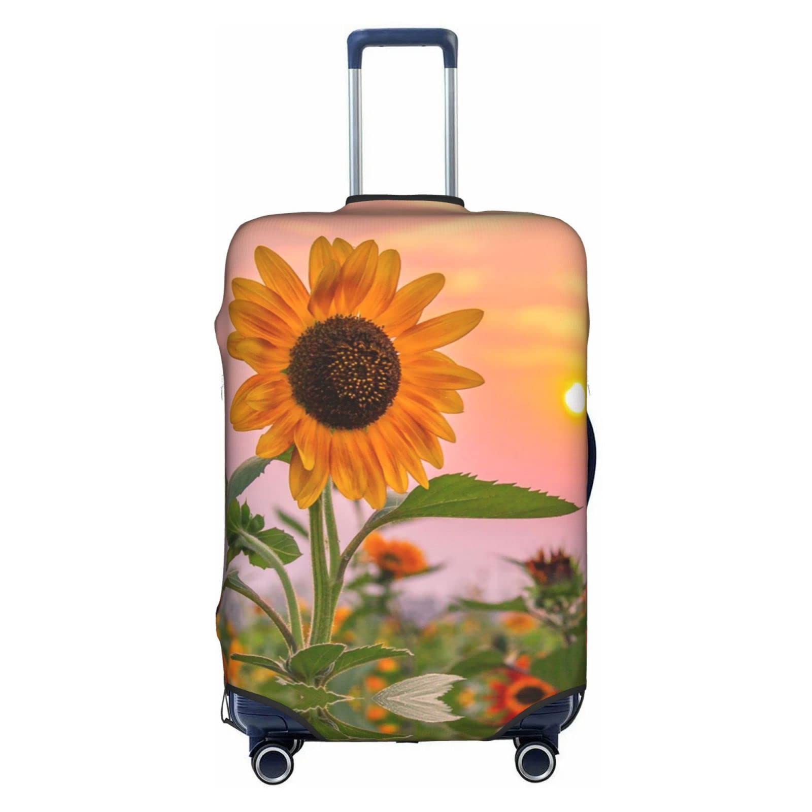 Housse de protection valise anti-rayures extensible et lavable motif floral jaune