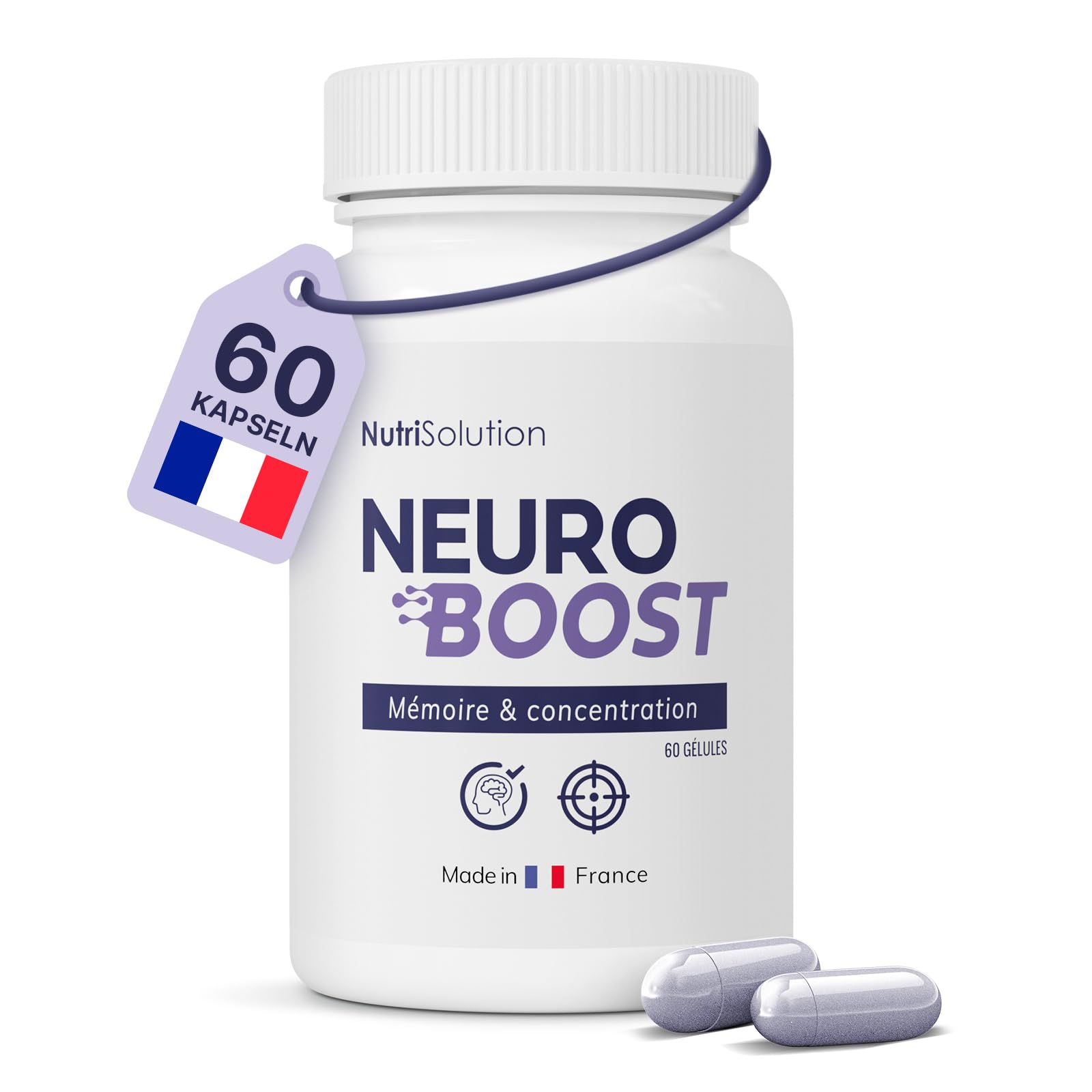 NeuroBoost: Integratore Naturale di Supporto Cognitivo con Ginkgo Biloba, Vitamina B12 ed Estratti di Piante - Nutre la Memoria, la Concentrazione e la Salute Cognitiva - 60 Capsule Vegane