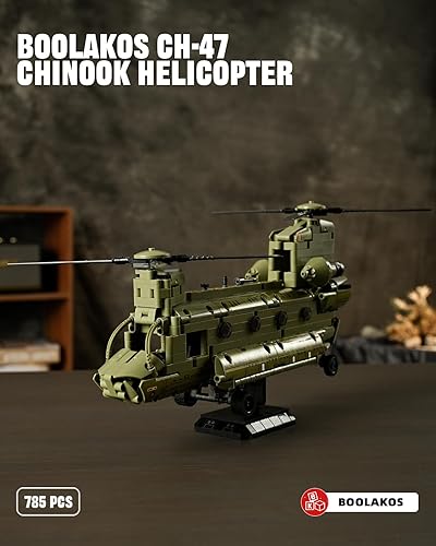 Miniatura 2 de Helicóptero militar CH-47 Chinook, juego de bloques de construcción de helicópteros de transporte militar, icónico modelo de exhibición de juguete